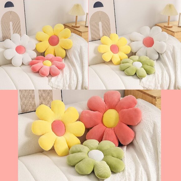 Daisy Flower Accent Pillows Seat Cushions Room Decor 3PC Set SEALED - Picture 8 of 8